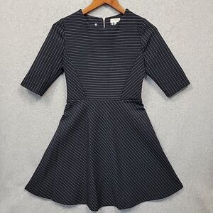 CLAUDIE PIERLOT Paris Women Sz 36 US 4 Dress Navy Pinstripe Couture Career Chic